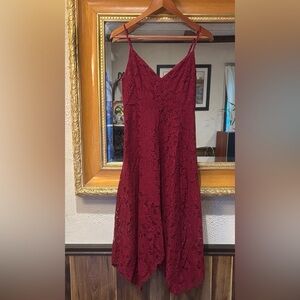 Lulus One Wish Burgundy Lace Midi Dress - Size M